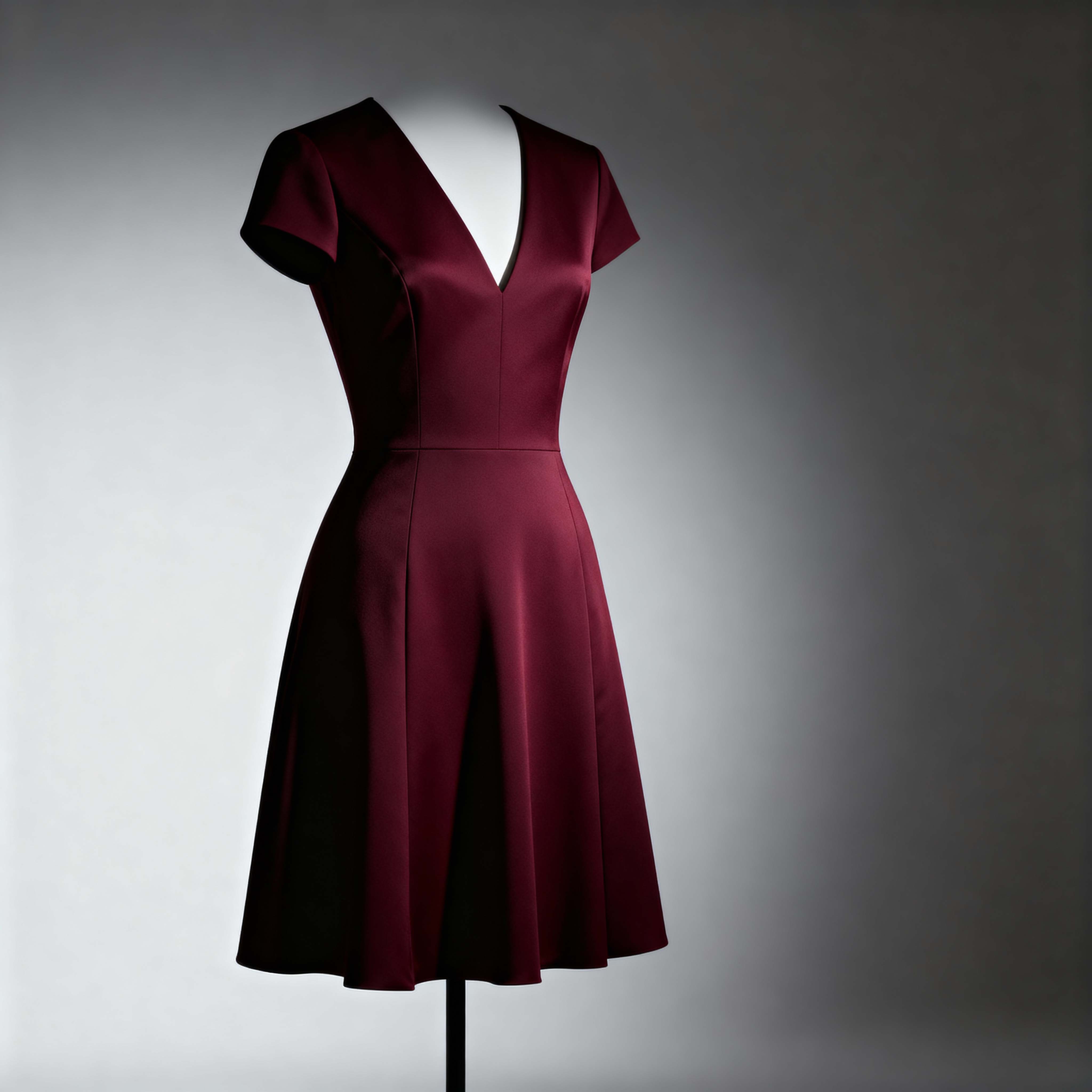 Custom burgundy cocktail dress with modern silhouette