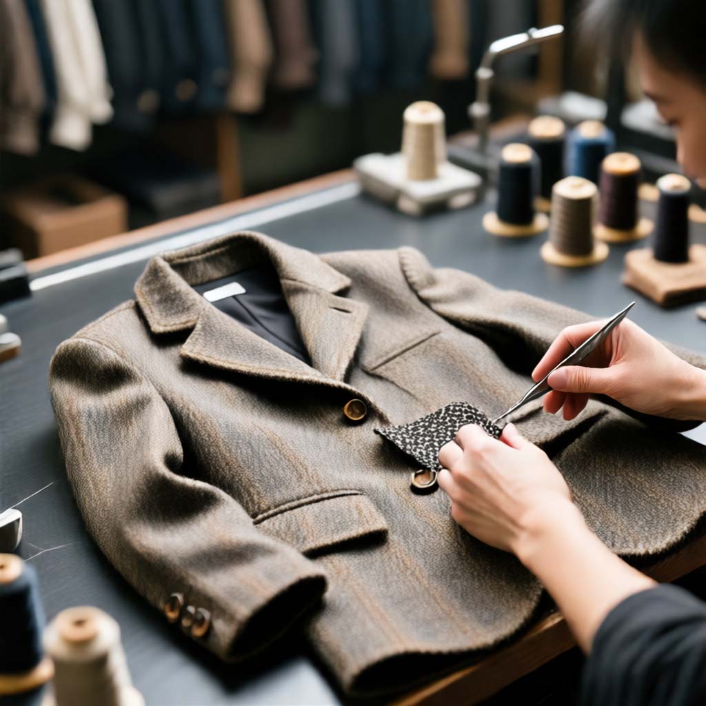 Expert repair on vintage tweed jacket with matching fabric
